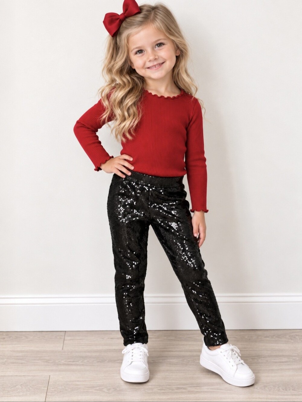 Crewcuts Toddler Girls Black Sequin Pants Holiday Party Sparkle Leggings Size 4T